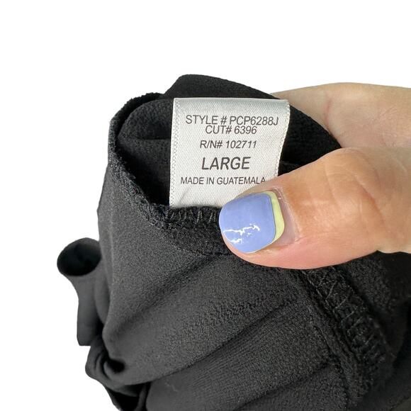 GIBSON Womens Large Black Three Quarter Cuffed Wrist Sleeve Twist Hem Bubble Top - Picture 8 of 8